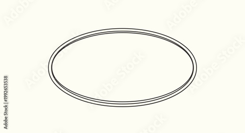 Abstract geometric oval shape, minimalist line art, simple design, clean background