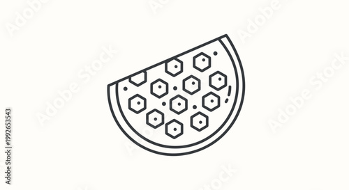 Abstract geometric pizza slice icon, minimalist food graphic, vector illustration