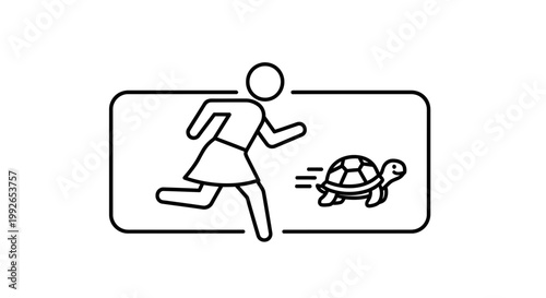 Woman Running After Slow Turtle Icon