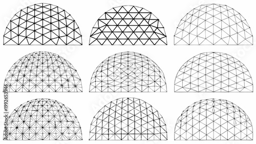 Geometric dome structures a series of triangular patterned half spheres