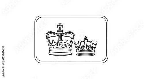 Two Royal Crowns, One Large and One Small, Emblematic of Monarchy and Power