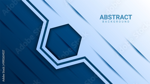 A modern abstract background with a blue hexagon design