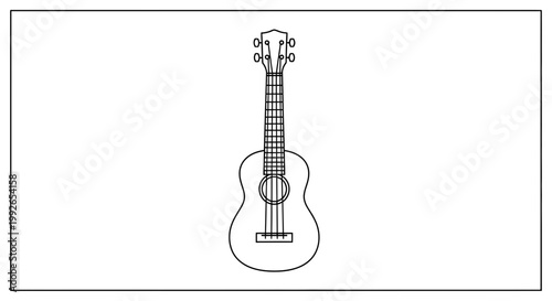 Ukulele Line Art Illustration: Simple Drawing of a Four-Stringed Musical Instrument