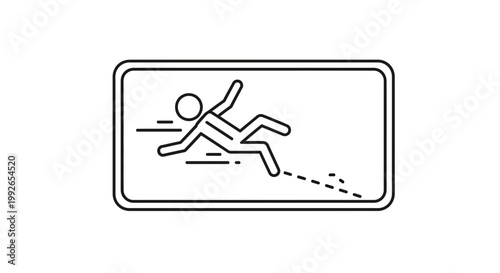 Slipping Hazard Icon: Person Falling on Wet Floor Sign
