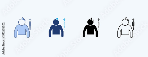 Fever Symptom Multiple Icon Illustration Vector