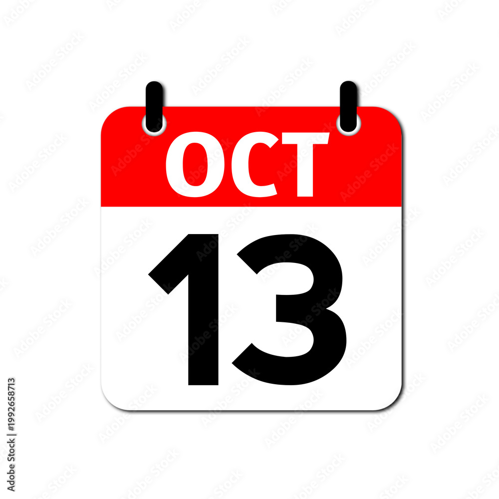Fototapeta premium October 13 Day Calendar Vector Icon Perfect for planner, reminder, time management, schedule, office, business, and monthly event start design template