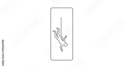 Silhouette of a person falling with a rope, bungee jumping or freefall concept