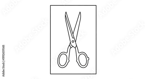 Open Scissors Icon, Simple Line Art Illustration, Isolated on White Background