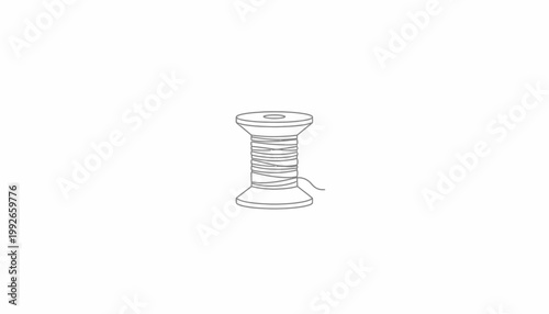 Minimalist illustration of a spool of thread on a white background