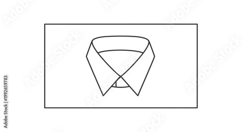 Minimalist illustration of a shirt collar, clean lines, graphic design element