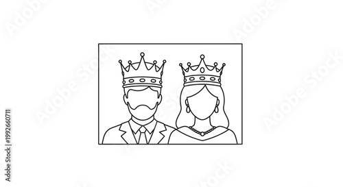 King and Queen Couple Portrait Outline Icon