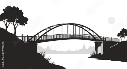 bridge over the river vector ilustration 