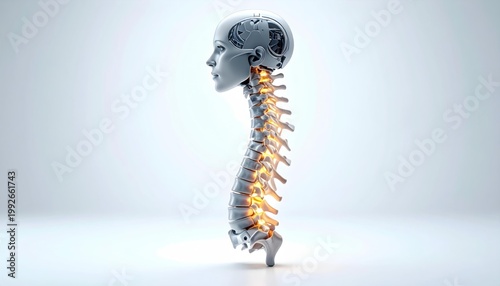 Human Spine Anatomy with Lumbar Vertebrae Detail.