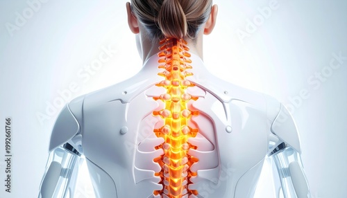 Human Spine Anatomy with Painful Vertebrae.