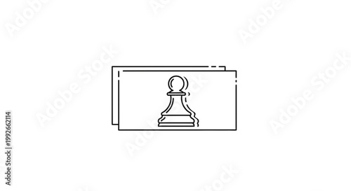 Chess Pawn Icon on Stacked Cards, Strategy and Game Concept