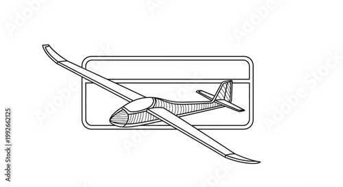 Glider Airplane Silhouette with Blank Rectangular Badge