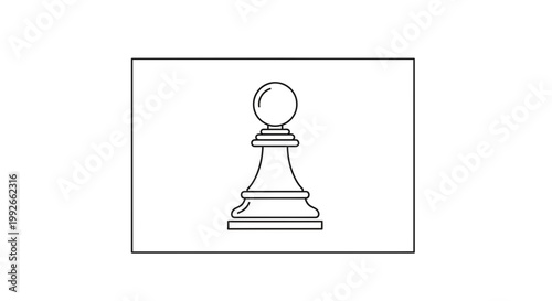 Black and white chess pawn icon on a white background, simple line art, strategic game piece