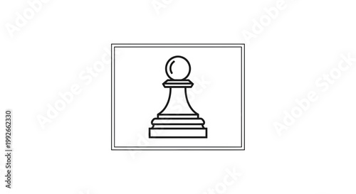 Chess Pawn Icon, Strategy Game Piece, Minimalist Design, Black and White
