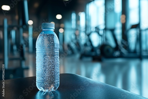 Clear Plastic Water Bottle in Gym Setting.