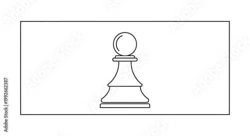 Black and White Chess Pawn Icon, Minimalist Design, Strategic Game Piece