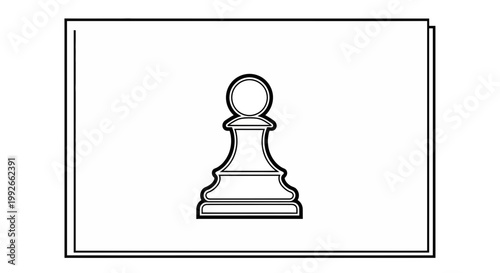 Black and White Chess Pawn Icon, Simple Line Art, Minimalist Game Piece