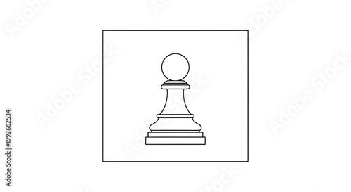 Black and White Pawn Chess Piece Icon on Square Background