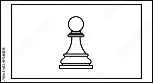 Black and White Pawn Chess Piece Icon on White Background