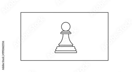 Black and White Pawn Chess Piece Icon on White Background