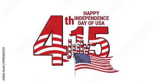 Celebratory graphic for the fourth of july independence day in the united states of america isolated on white background