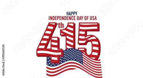 Celebrating the 4th of july with a patriotic design featuring the american flag and year 2015 isolated on white background