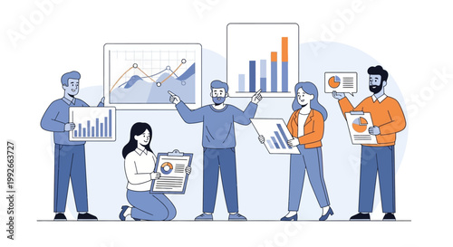 Business people analyzing data charts.