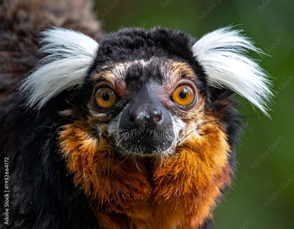 Fototapeta premium A close-up of a primate with distinctive white ear tufts