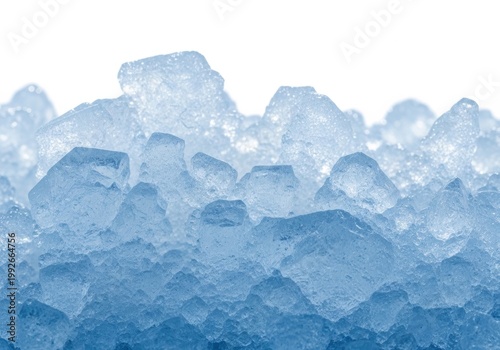 Majestic mountain range with misty peaks and serene blue valleys beneath a soft sky isolated on white background