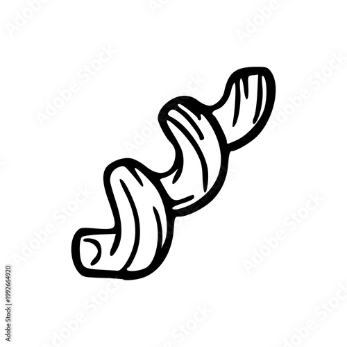 minimalist outline of fusilli corkscrew pasta illustration