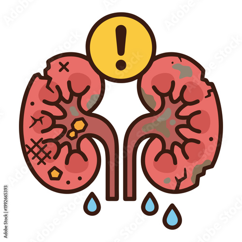 Chronic Kidney Disease and Renal Failure Warning Illustration