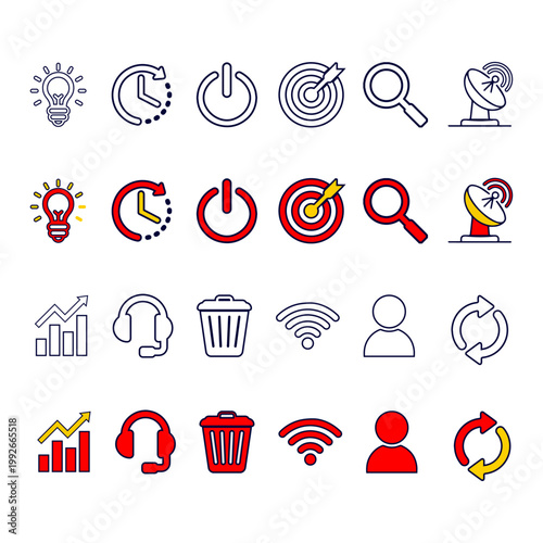 Flat Business and Technology Vector Icons Collection