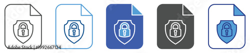 File protection icon set multiple style collection