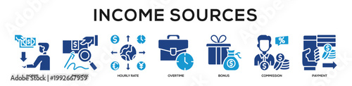 Glyphcolor - Income Sources web banner icon vector illustration concept