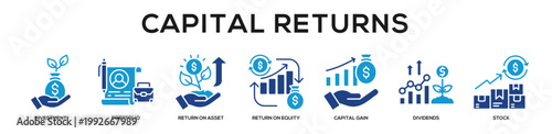 Glyphcolor - Capital Returns web banner icon vector illustration concept