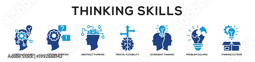 Glyphcolor - Thinking Skills web banner icon vector illustration concept