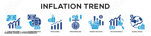 Glyphcolor - Inflation Trend web banner icon vector illustration concept