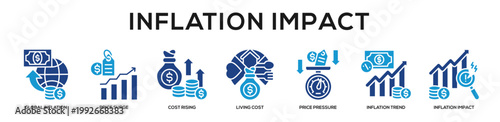 Glyphcolor - Inflation Impact web banner icon vector illustration concept