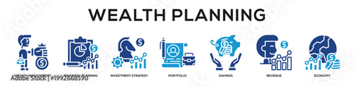 Glyphcolor - Wealth Planning web banner icon vector illustration concept