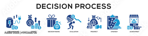 Glyphcolor - Decision Process web banner icon vector illustration concept