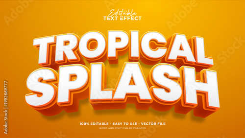Editable orange 3d text effect, fresh text style effect