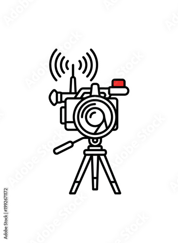 Professional Recording Camera With Mounted Mic Sending Audio Signals
