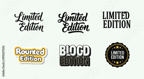 A collection of various limited edition typographic designs and badges showcasing diverse fonts and styles high quality professional detailed modern elegant stylish clean