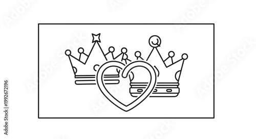 Royal Crowns and Heart Icon: Symbol of Love, Royalty, Marriage, and Power