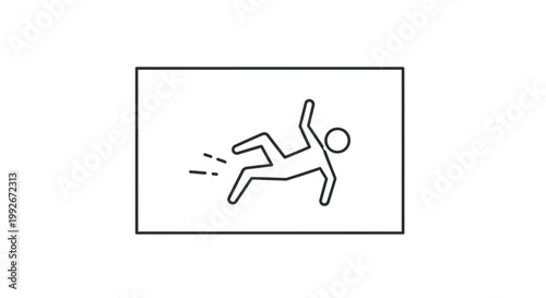 Person Slipping and Falling Icon on Wet Floor Sign