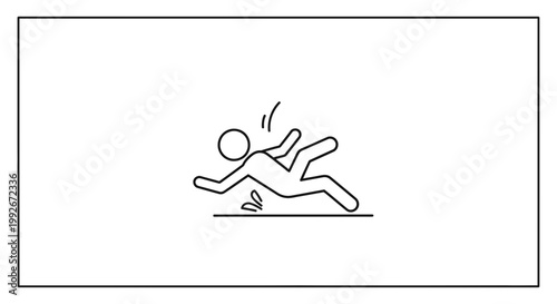 Person Slipping on Wet Floor Icon - Danger of Falling Accident
